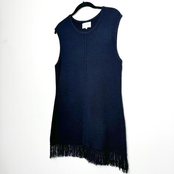 LouLou Studio Soria Black Sleeveless Knit Fringe Top Size L Minimalist Paris - Picture 6 of 9
